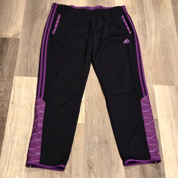 Adidas Womens Black and Purple Track Pants - Picture 1 of 5